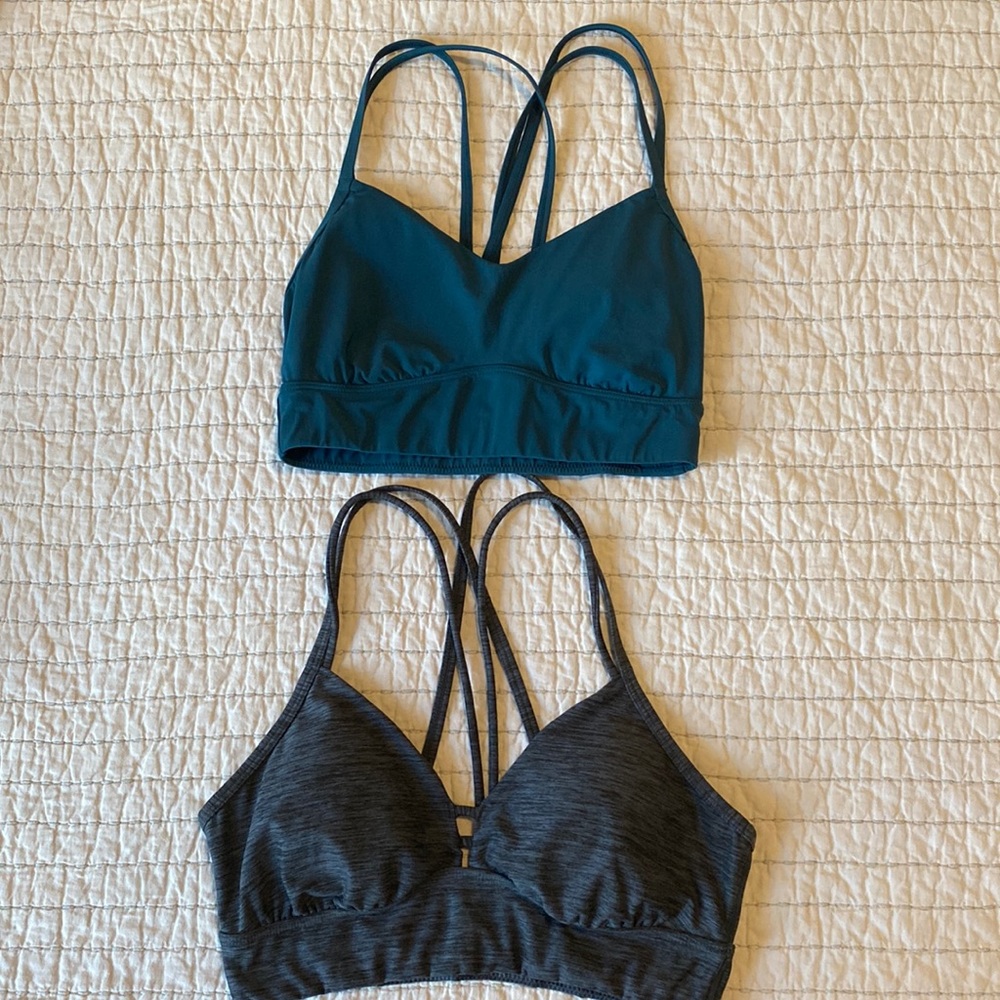 All in Motion Padded Cross Back Strappy Sports Bras Bundle - Teal & Gray